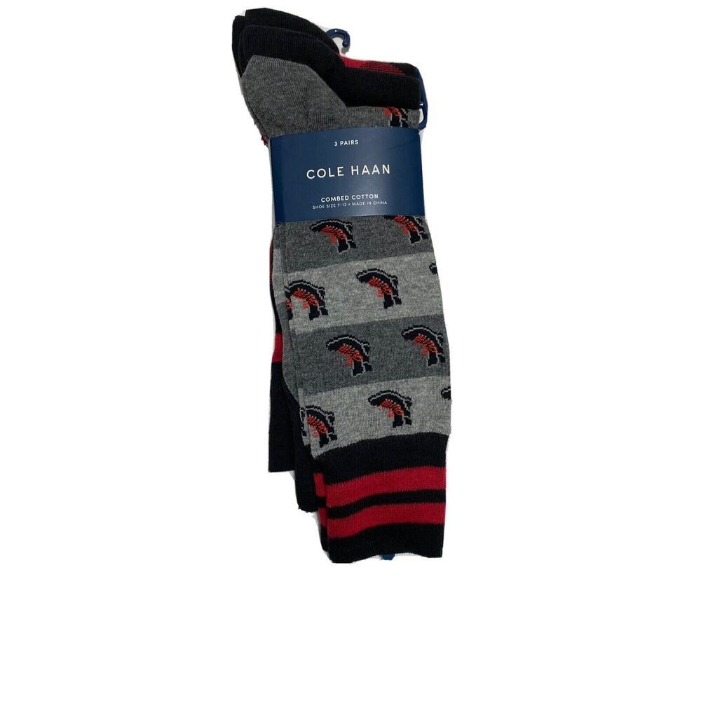 Cole Haan Combed Cotton Blend Crew Socks 3-Pack Multi Shoe Size 7-12 7245